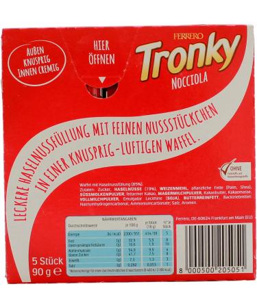  VANREO Ferrero Tronky Nocciola 20 x 90 g Crunchy Waffles with Creamy Hazelnut Filling (Pack of 20) - Buy Online on GoSupps.com