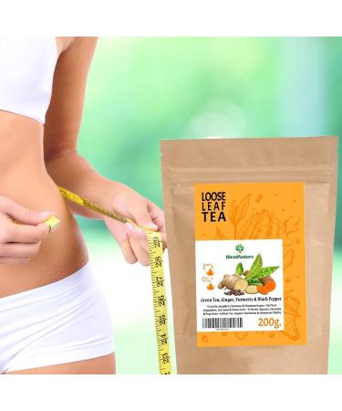 Th vert au Gingembre-Curcuma et Poivre pour infusion 200g + Cadeau Boule Infuseur Inox - Id al pour le Th DETOX Purifiant Diur tique et Antioxydant - 100% Naturel et Vegan - Buy Online on GoSupps.com