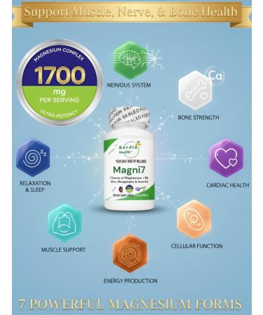 Magni7 Dr. Contarin Formula - 7 Forms of Magnesium with Vitamin B6 Zinc Manganese & Inositol 500mg of Elemental Mg Supports Energy Sleep Stress Muscles & Heart Health 60 Days Supply! - Buy Online on GoSupps.com