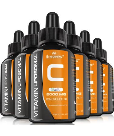 Liposomal Vitamin C 2000 mg with Quali -C | Non-GMO | Vegan friendly | pH neutral | Vegan drops (60 ml (pack of 6))