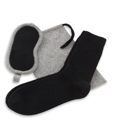 Jet&Bo Women's 100% Pure Cashmere Travel Kit: Eye Mask Socks & Pouch in Gift Box