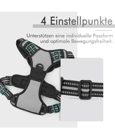 Rabbitgoo Adjustable No-Pull Dog Harness for Medium Dogs - Breathable Control Vest with Reflective Stripes - Safe Gray Harness for Large Dogs - 1 Pack - Buy Online on GoSupps.com