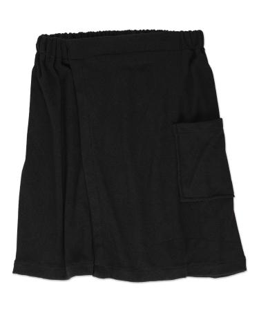 DII Men's Terry Shower Wrap Collection Adjustable with Velcro and Pocket, 54x20, Black