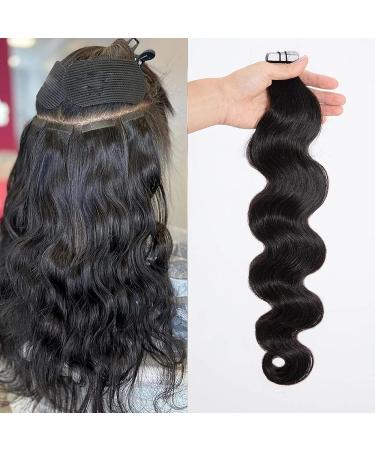 Tape in Hair Extensions for Black Women 18 Inch Natural Black Body Wave 50g Remy Seamless Reusable PU Skin Weft Extensions - Buy Online on GoSupps.com