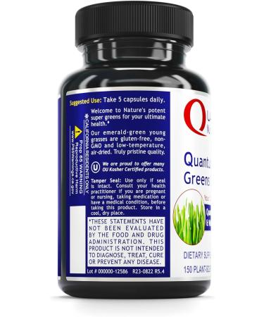 Quantum Nutrition Labs Greens Capsules - Super Greens Capsules Greens Supplements Superfood Blend for Wellness Organic Veggie Pills with Kale Leafy Greens Alfalfa - 150 Vegetarian Capsules - Buy Online on GoSupps.com