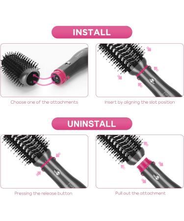 PARWIN PRO BEAUTY 4 in 1 Hair Dryer Brush Set - Hot Air Styler with 4 Attachments for Hair Styling, Ionic Care, Frizz-Free Finish - 1000 Watts (Gray) - Buy Online on GoSupps.com