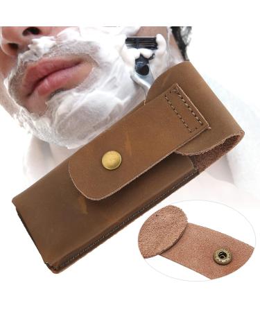 Premium Cowhide Shaving Bag - Portable Safety Razor Cover & Leather Case for Travel | Classic Shaver Accessories - Buy Online on GoSupps.com