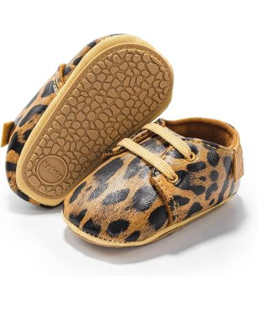 Infant First Walking Shoes - Anti-Slip Oxford Flats for Baby Girls & Boys (0-6 Months) in Leopard Print - Buy Online on GoSupps.com