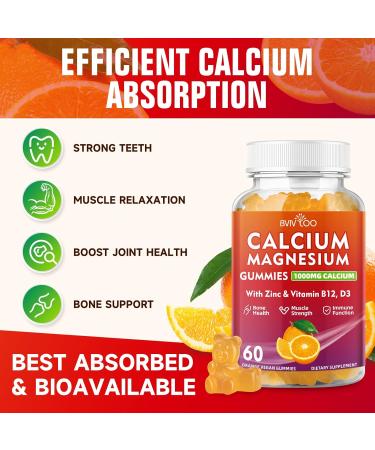 2 Pack Calcium Gummies 1000mg with Vitamin D3 K2 & B Complex Potassium Calcium Magnesium Zinc Gummies for Bone Muscle Mood and Immunity - Orange Flavor 120 Gummies 2pack - Buy Online on GoSupps.com