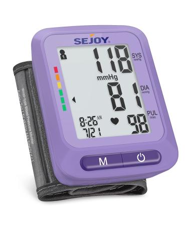 Blood Pressure Monitor Wrist Cuff 5.3-8.5 inch, Automatic Blood Pressure Machine, Large LCD Display, 2 Users Reading Memory, Irregular Heartbeat Detector, Home Use Digital BP Machine (Purple)