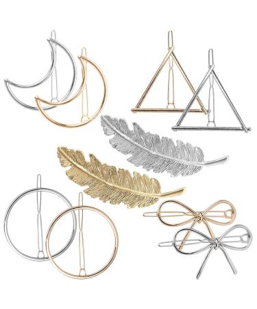 Metal hair needles geometric hair clip spring circle triangle butterfly moon shape hairpins for women hair accessories styling jewelry gold silver