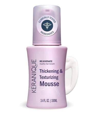 Keranique Thickening & Texturizing Mousse, 3.4 Fl Oz  Instant Volume, Thickness and Body, Leaving Hair with Smooth and Soft Touch | Strengthens Hair Shaft and Protects Against Breakage - Buy Online on GoSupps.com