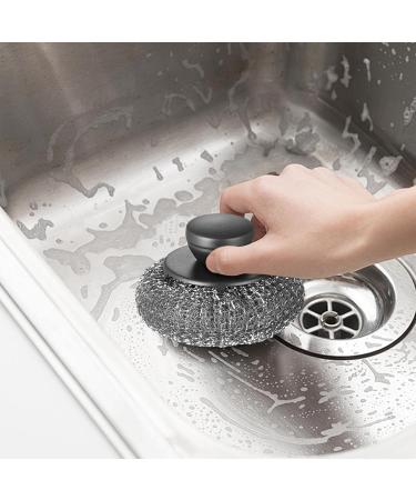 Stainless Steel Scrubber - Stainless Steel Scrubber Dish Brush Portable Metal Scrubber Pot Scrubbers for Iron Pots Barbecue Grills Black - Buy Online on GoSupps.com