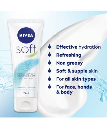 NIVEA Soft All-Purpose Moisturizing Cream 75mL Light Non-Greasy Everyday Moisturizer & Hand Cream for Post-Sanitizer Use | Shop Internationally - Buy Online on GoSupps.com