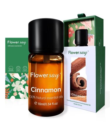 FLOWERSAY Cinnamon Essential Oil 10ml 100% Pure Cinnamomum Cassia from China Aromatherapy Grade for Diffuser Massage Soap Making DIY