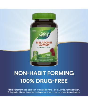 Nature's Way Adult Melatonin Gummies Supports Restful Sleep* Fall Asleep Faster* Strawberry Flavored 5 mg Melatonin Gummies per 2-Gummy Serving 120 Count (Set of 2) 120 Count (Pack of 2) - Buy Online on GoSupps.com