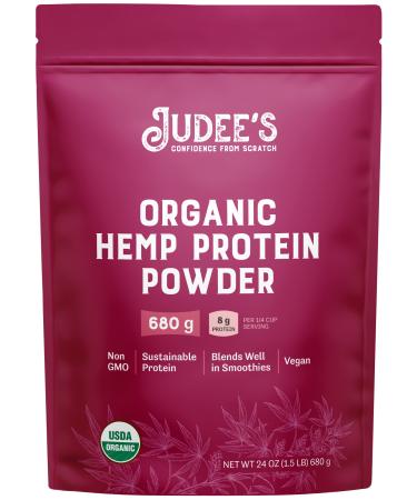 Judee's Organic Hemp Protein Powder 1.5 lb - All Natural Ground Hemp Seeds Powder - Great for Smoothies and Snacks - Non-GMO Gluten Free and Nut Free Organic Pemp Protein 1.5 Pound (Pack of 1)