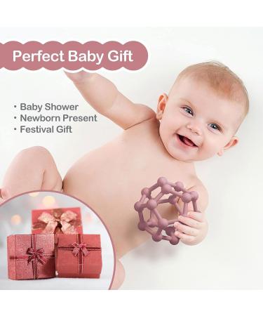 MCGMITT Silicone Baby Teething Toy - BPA-Free Baby Teether Ball for Grab Training | Soft Sensory Ball Teething Toy for Newborns (6+ Months) | Food-Grade Silicone | Dark Pink 10cm - Buy Online on GoSupps.com