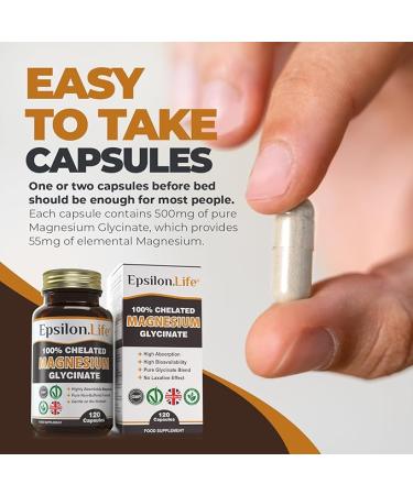 Epsilon Life Magnesium Glycinate - 120 Capsules - Buy Online on GoSupps.com