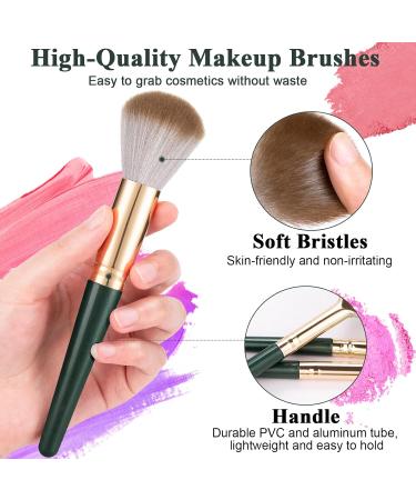 Melliex 14-Piece Professional Makeup Brush Set - Synthetic Cosmetic Brushes for Powder Foundation Eyeshadow Blush | Green - International Shipping Available - Buy Online on GoSupps.com