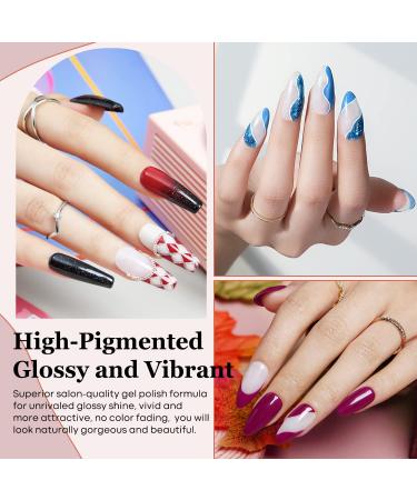 Modelones 24 Pcs Gel Polish Nail Kit - 20 Nude Pink Gray Neutral Colors - 7ml - Prep Bond Primer - Glossy & Matte Top Base Coat - Nail Art Manicure DIY Salon Gift Kit: Halloween A1 - Navy Burgundy - Buy Online on GoSupps.com