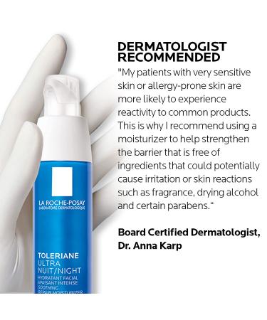 La Roche-Posay Toleriane Ultra Night Cream for Face - Intense Soothing Moisturizer with Vitamin E - Allergy Tested for Sensitive Skin - Buy Online on GoSupps.com