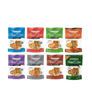 Snack Factory Deli Style Crunchy Pretzel Cracker Crisps, 8 Flavor Variety Pack, 7.2 Ounce Bags (Pack of 8)
