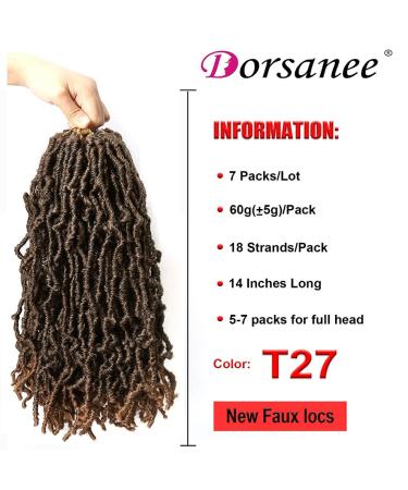 Dorsanee 14 Inch Faux Locs Crochet Hair 7 Packs 1B/27 - Pre-looped Distressed Goddess Locs for Black Women - Buy Online on GoSupps.com