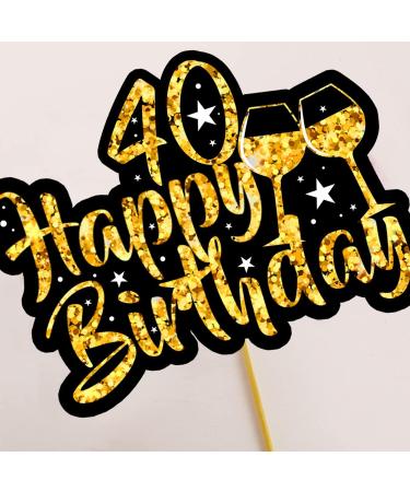 13P Black and Gold 40th Birthday Cake Toppers for Women Men Personalised Happy Birthday Cake Toppers Cupcake Decorations Black Gold Glitter Paper Fairy Cake Toppers for Her Him Birthday Party Supplies - Buy Online on GoSupps.com
