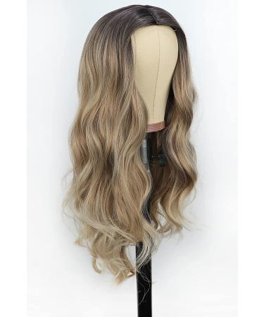 Shop Porsmeer Long Brown Blonde Ombre Wigs - Natural Synthetic Hair Curly & Wavy Styles for Women | Perfect for Everyday Anime Cosplay Halloween & Carnival - Buy Online on GoSupps.com