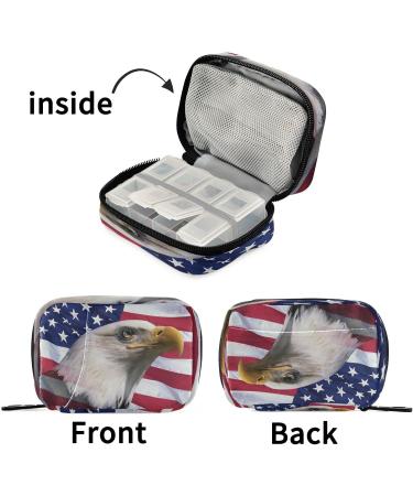 Patriotic Pill Organizer Case - American Bald Eagle & Flag Travel Pill Box | 7 Day Vitamin & Supplement Holder - Buy Online on GoSupps.com