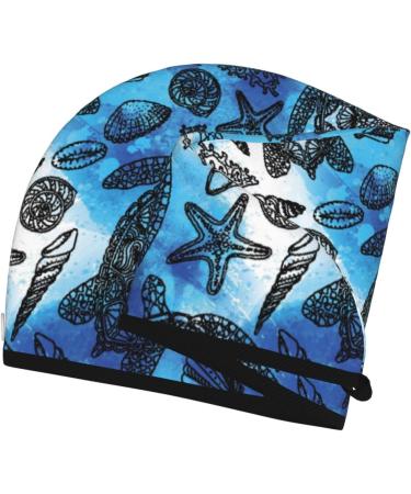 Super Absorbent Coral Velvet Microfiber Hair Towel Wrap for Women | Turtle Shell Algae Starfish Design | Quick Dry for Long Curly & Thick Hair - Buy Online on GoSupps.com