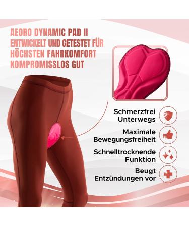 Xyklos Women's Long Bicycle Pants - Sporty & Stylish Cushioned Cycling Tights in Dark Red for Comfort & Active Lifestyle - Buy Online on GoSupps.com