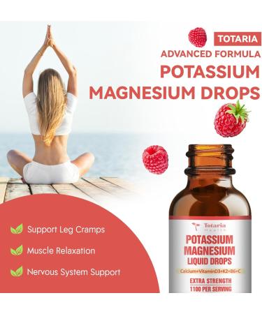 Potassium Magnesium Supplement Liquid Drops - High Absorption Potassium Supplement with Magnesium Calcium Vitamin D3 K2 Vegan Non-GMO Potasio Support Leg Cramps Bone Muscle - 2 Fl oz 2 Fl Oz (Pack of 1) - Buy Online on GoSupps.com