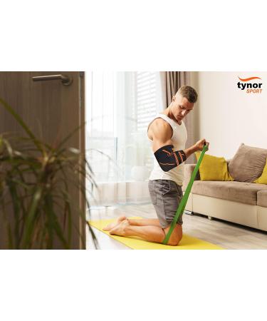 TYNOR Elbow Brace Compression Support for Men & Women - Adjustable Elbow Sleeve for Workouts Weightlifting & Recovery - Black & Orange - Small Size - Buy Online on GoSupps.com