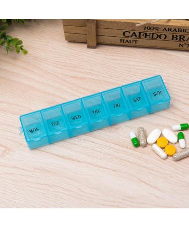 Transparent Pill Box Organizer Pill Organizer Storage Box Weekly Pill Case for Medications Vitamins Bule Blue - Buy Online on GoSupps.com