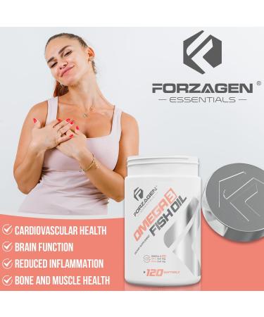 Forzagen Essentials Omega 3 Fish Oil Supplement 120 Softgels EPA 360mg DHA 240mg Vitamin E Daily Dietary Support - Buy Online on GoSupps.com