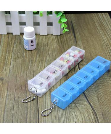 2Pcs Pill Box Organizer Travel Tablet Box 7 Days with Compartments - White and Blue - Buy Online on GoSupps.com