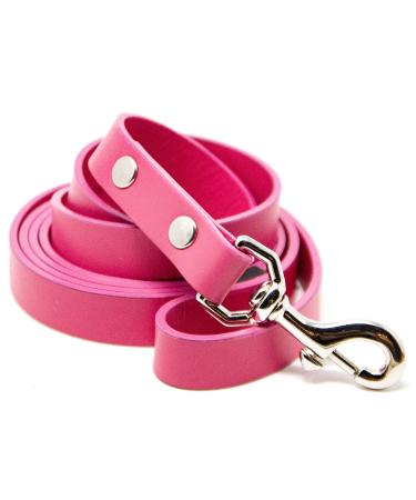 Logical Leather Dog Leash - 6 Foot Heavy Duty Full Grain Leather Lead Best for Training - Pink