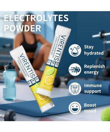 VIRENTIS 16 Sticks Electrolytes Powder Packets Sugar Free Hydration Packets, Liquid Daily IV Electrolyte Drink Mix for Rehydration with 8 Electrolytes & 6 Vitamins, 0 Calorie, Low Sodium, Lemon Lime - Buy Online on GoSupps.com