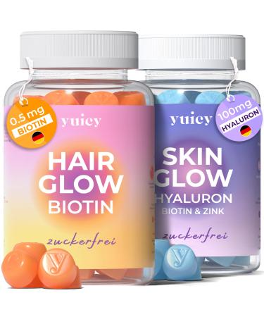 yuicy HAIR GLOW (120 pieces - pack of 2 Hair & Skin Glow Duo) Hair & Skin Duo - pack of 2 - sugar-free