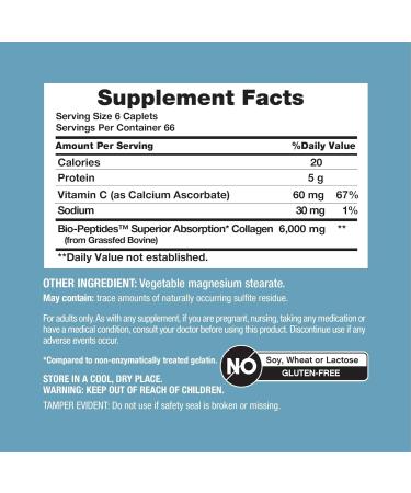 NeoCell Grass Fed Collagen Peptides | 400 Caplets | Types I & III Bio-Peptides | with Vitamin C | Superior Absorption Formula | for Women and Men - Buy Online on GoSupps.com