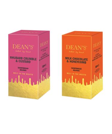 Dean's Flavoured Shortbread Rounds - Milk Chocolate & Honeycomb and Rhubarb & Custard (2 x 150 grams)