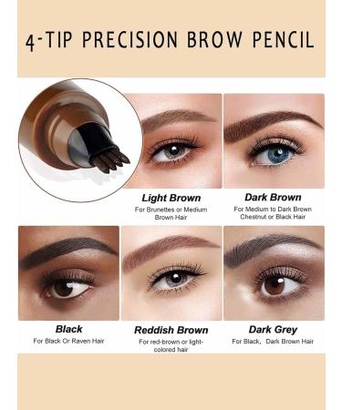 Lightsbetter Waterproof Brow Pen Microblading Eyebrow Pen Lightbetter Eyebrow Pen Natural Precise 4 Point Eyebrow Pencil (Reddish brown) - Buy Online on GoSupps.com