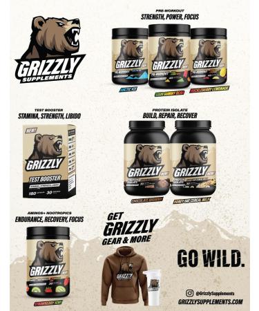 GRIZZLY Pre-Workout BLACK CURRANT Strength Power Focus Caffeine Citrulline Beta-Alanine Betaine Blackcurrant 340 g (Pack of 1) - Buy Online on GoSupps.com