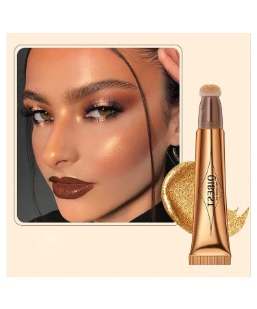 Gold Liquid Highlighter Wand with Cushion Applicator - Long Lasting Shimmer Finish Makeup Stick for Face Illumination - Buy Online on GoSupps.com
