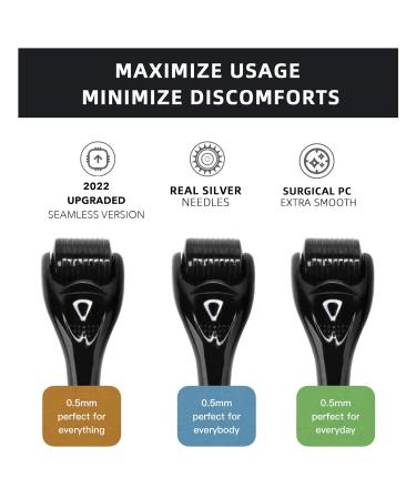 Auduoduo 0.5mm Derma Roller with Real Silver Needles - Microneedling Roller for Skin & Hair Care | 2022 Advanced Seamless Version - Buy Online on GoSupps.com