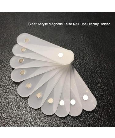 Walory Nail Art Display Stand - 10Pcs False Nail Tips Display Stand Nail Art Magnetic Practice Clear Acrylic Nail Holder Strip Manicure Showing Tools - Buy Online on GoSupps.com