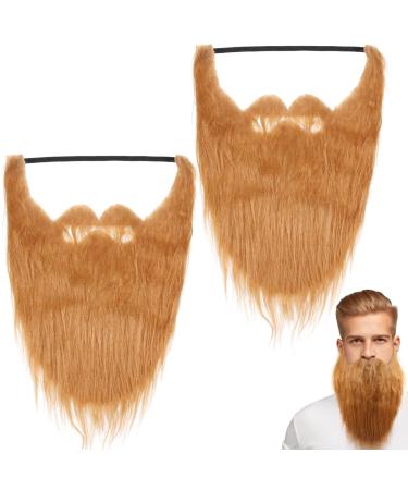 2pcs Halloween Long Hair Fake Beard Orange Christmas Decorations Fake Facial Hair Party Supplies Led