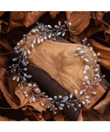 Unicra Bridal Wedding Hair Vine | Silver Crystal Headband & Rhinestone Hair Accessories for Brides & Girls - Buy Online on GoSupps.com
